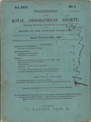 Item #399 Documents Relating to the Search and Relief Expedition. David Livingstone
