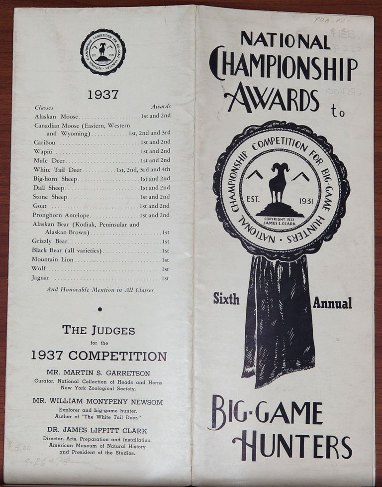 Item #4296 National Championship Awards. James L. Clark.