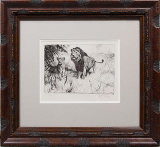 Item #4427 Lion and Lioness. Wilhelm Kuhnert