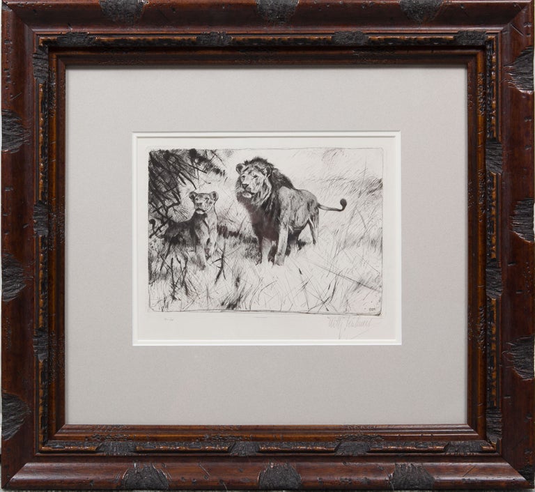 Item #4427 Lion and Lioness. Wilhelm Kuhnert.