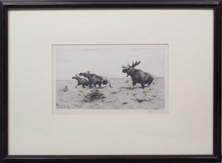 Item #4430 Fleeing Moose. Wilhelm Kuhnert