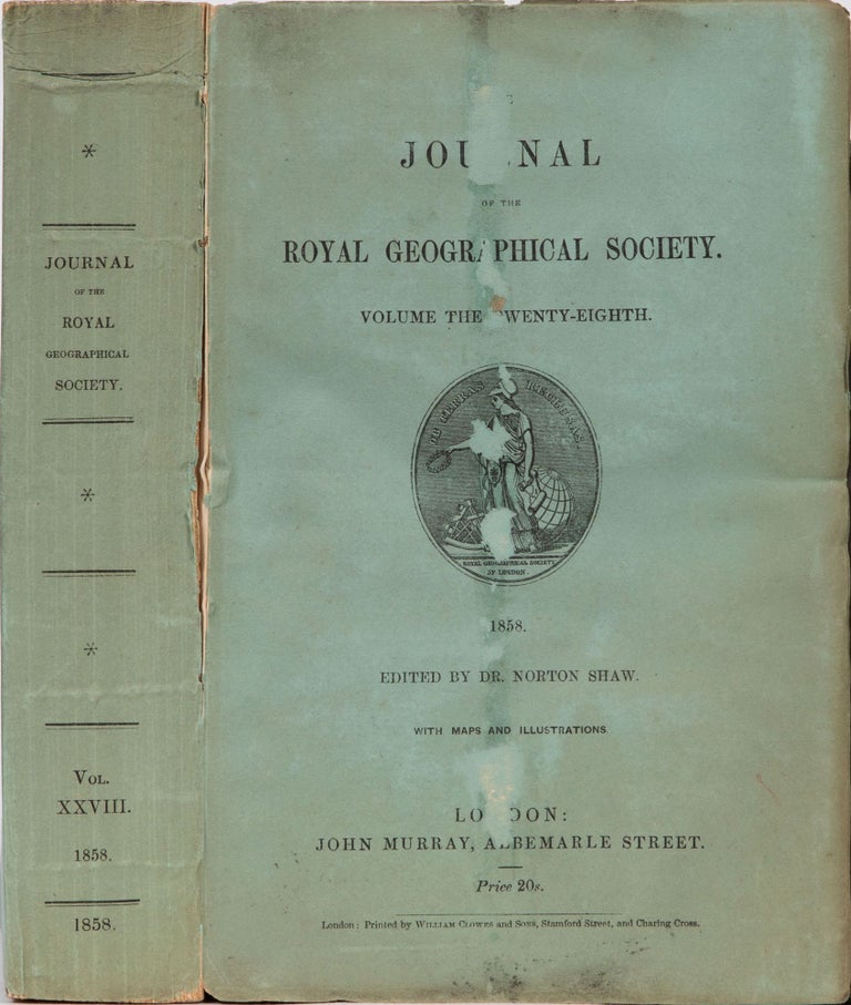 Item #4749 The Journal of the Royal Geographical Society of London. Dr. Norton Shaw, Royal Geographical Society.