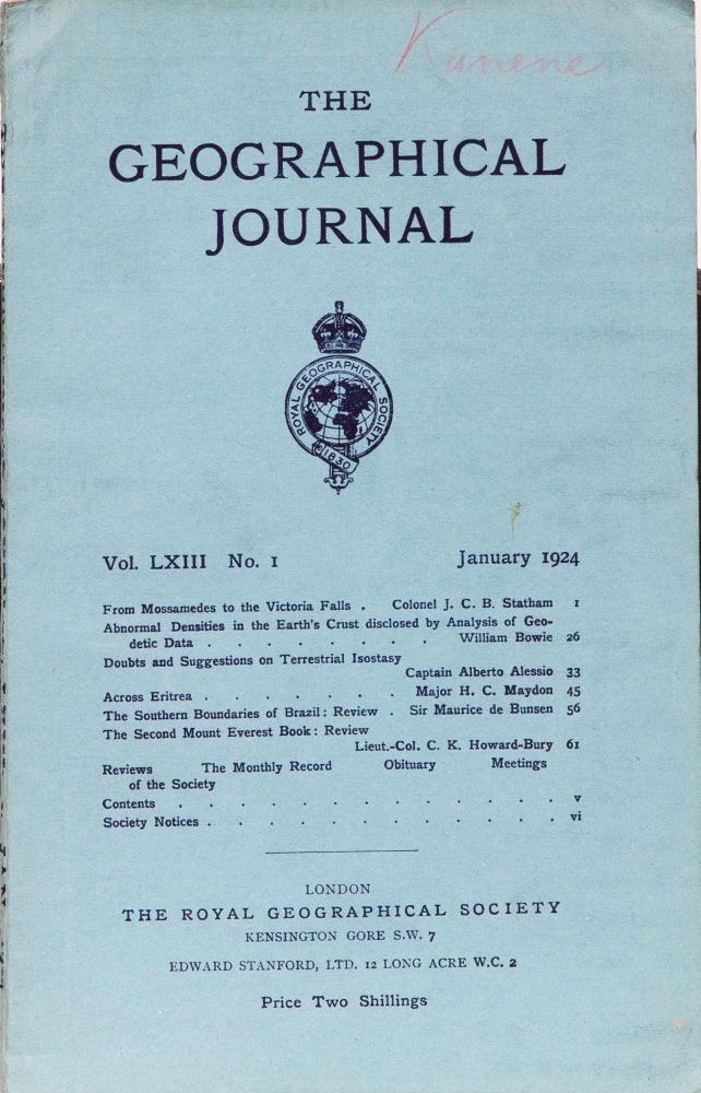 Item #4783 The Geographical Journal. The Royal Geographical Society.
