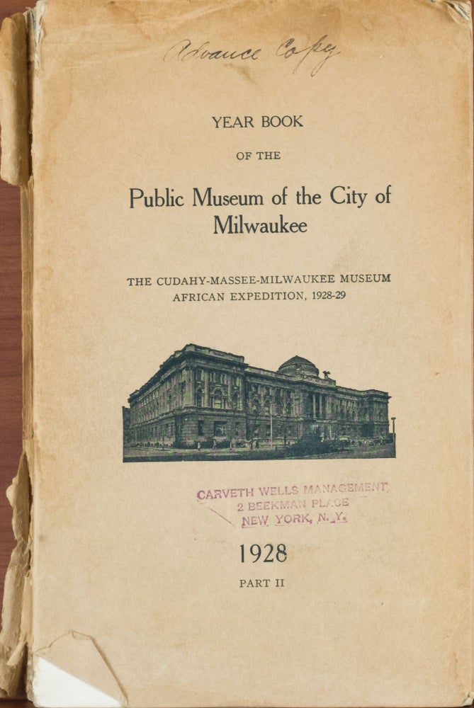 Item #6072 Cudahy-Massee=Massee=Milwaukee Museum African Expedition 1928-1929. Cudahy.