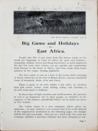 Big Game and Holidays in East Africa
